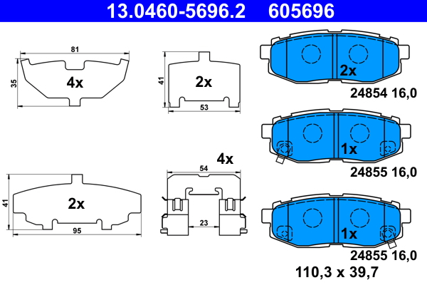 Kit pastiglie freno, Freno a disco - 13.0460-5696.2 ATE