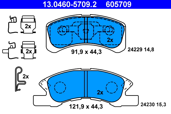 Brake Pad Set, disc brake - 13.0460-5709.2 ATE