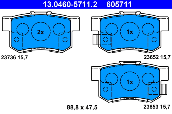Brake Pad Set, disc brake - 13.0460-5711.2 ATE