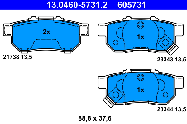 Brake Pad Set, disc brake - 13.0460-5731.2 ATE