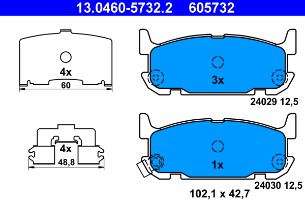 Brake Pad Set, disc brake - 13.0460-5732.2 ATE