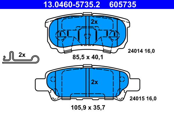 Brake Pad Set, disc brake - 13.0460-5735.2 ATE