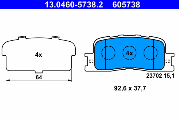 Brake Pad Set, disc brake - 13.0460-5738.2 ATE