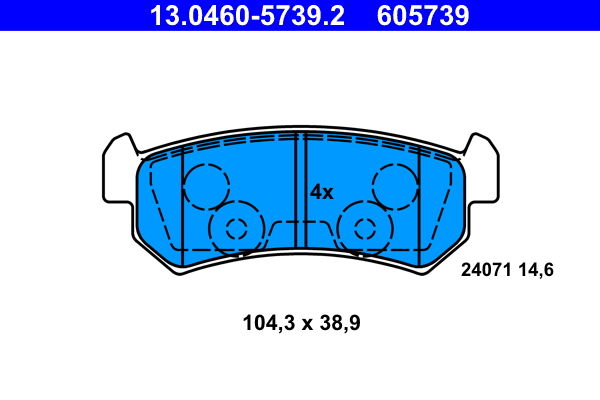 Brake Pad Set, disc brake - 13.0460-5739.2 ATE