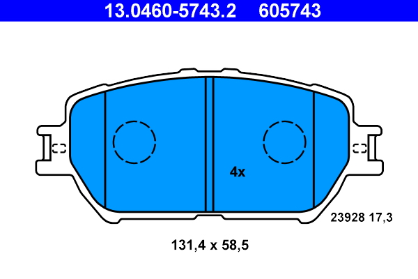 Brake Pad Set, disc brake - 13.0460-5743.2 ATE