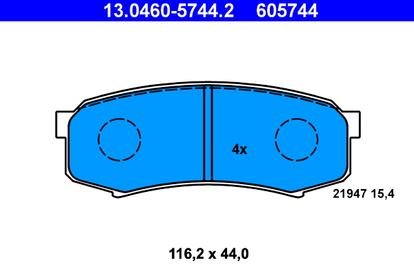 Brake Pad Set, disc brake - 13.0460-5744.2 ATE