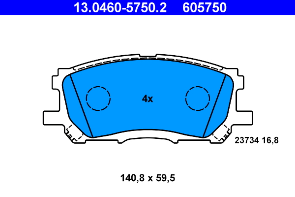 Brake Pad Set, disc brake - 13.0460-5750.2 ATE