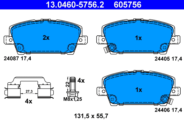 Kit pastiglie freno, Freno a disco - 13.0460-5756.2 ATE