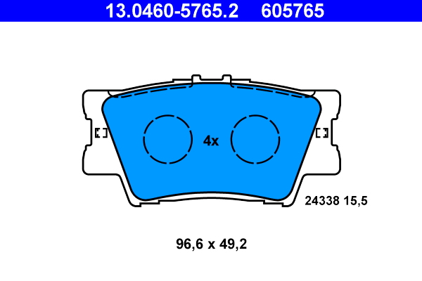 Brake Pad Set, disc brake - 13.0460-5765.2 ATE