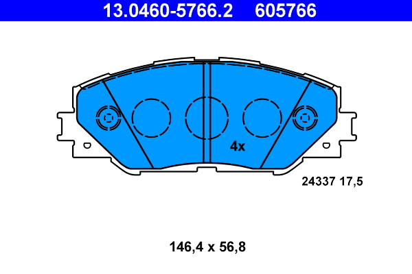 Brake Pad Set, disc brake - 13.0460-5766.2 ATE