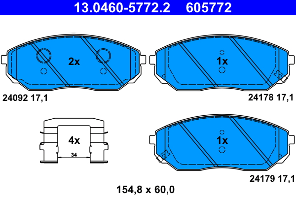 Brake Pad Set, disc brake - 13.0460-5772.2 ATE