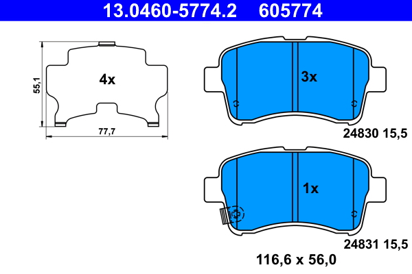 Brake Pad Set, disc brake - 13.0460-5774.2 ATE