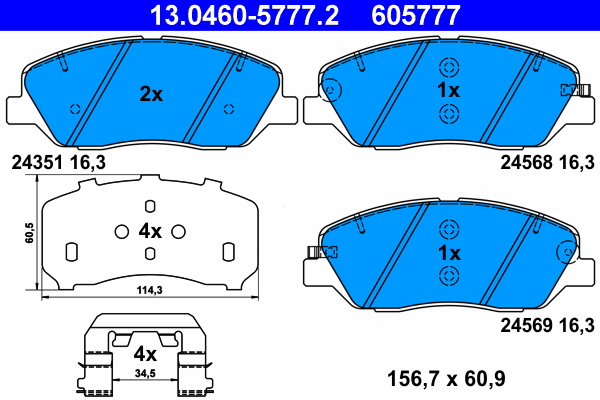 Brake Pad Set, disc brake - 13.0460-5777.2 ATE
