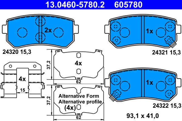 Kit pastiglie freno, Freno a disco - 13.0460-5780.2 ATE