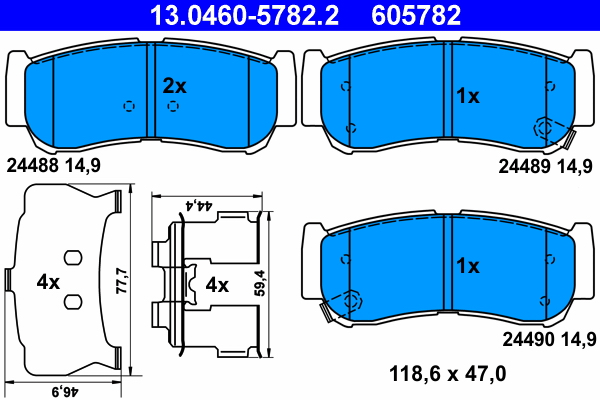 Kit pastiglie freno, Freno a disco - 13.0460-5782.2 ATE