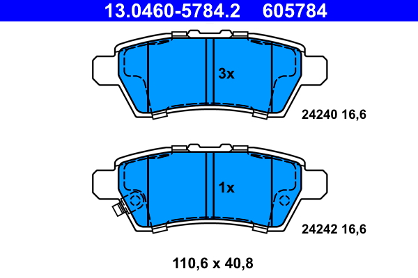 Brake Pad Set, disc brake - 13.0460-5784.2 ATE