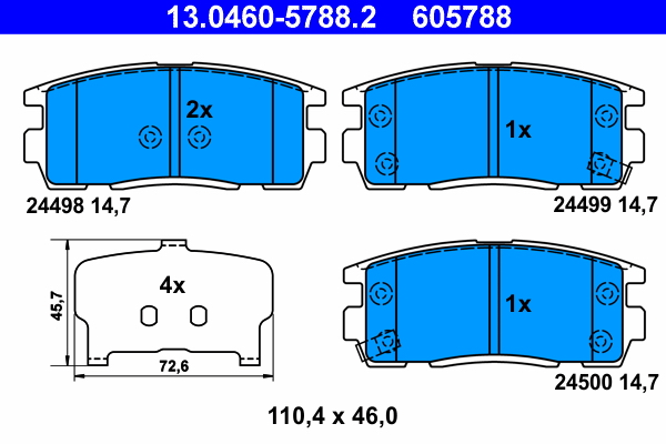 Kit pastiglie freno, Freno a disco - 13.0460-5788.2 ATE