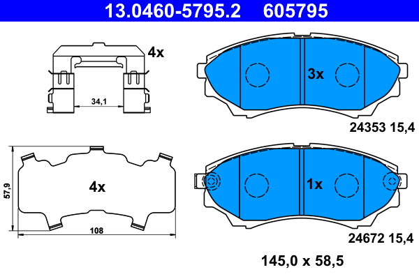 Kit pastiglie freno, Freno a disco - 13.0460-5795.2 ATE