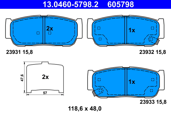 Brake Pad Set, disc brake - 13.0460-5798.2 ATE