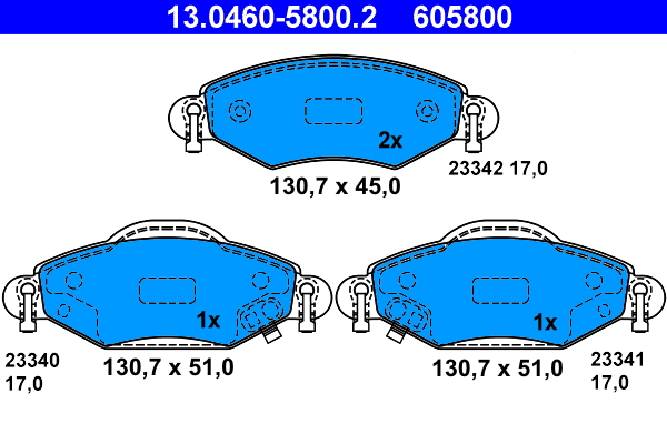 Kit pastiglie freno, Freno a disco - 13.0460-5800.2 ATE
