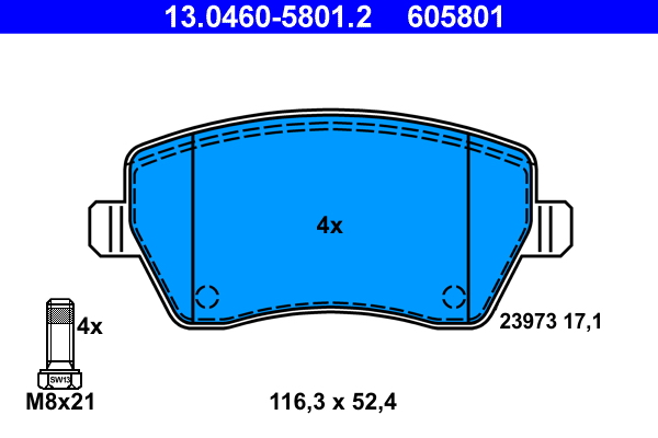 Kit pastiglie freno, Freno a disco - 13.0460-5801.2 ATE