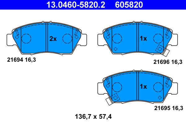 Kit pastiglie freno, Freno a disco - 13.0460-5820.2 ATE