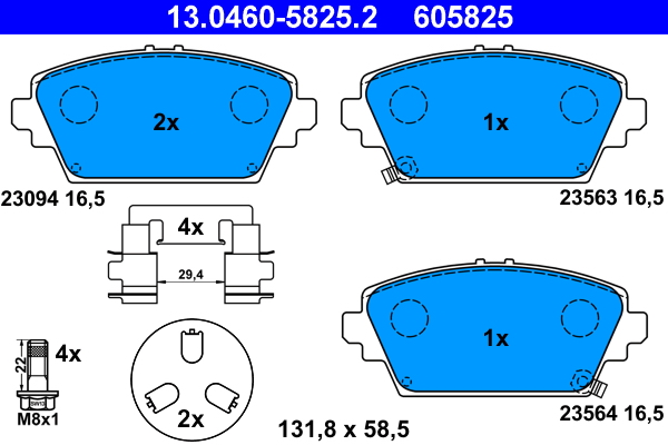 Brake Pad Set, disc brake - 13.0460-5825.2 ATE