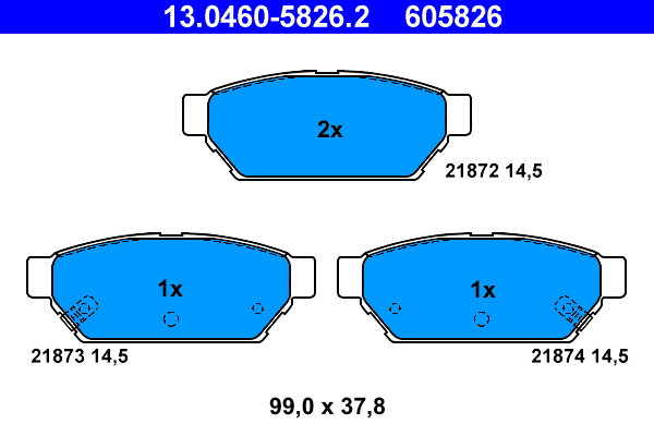 Kit pastiglie freno, Freno a disco - 13.0460-5826.2 ATE