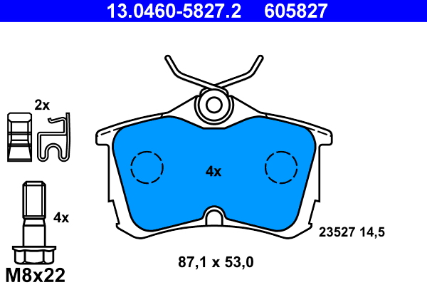 Brake Pad Set, disc brake - 13.0460-5827.2 ATE