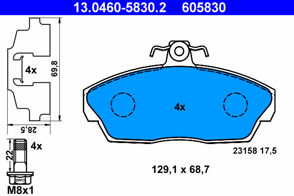 Kit pastiglie freno, Freno a disco - 13.0460-5830.2 ATE