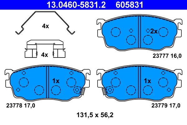 Brake Pad Set, disc brake - 13.0460-5831.2 ATE