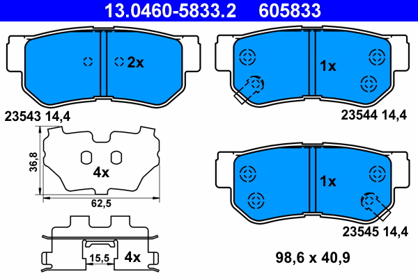 Brake Pad Set, disc brake - 13.0460-5833.2 ATE