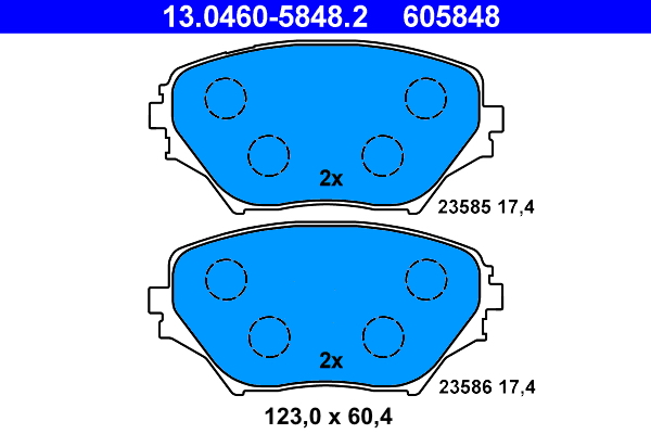 Brake Pad Set, disc brake - 13.0460-5848.2 ATE