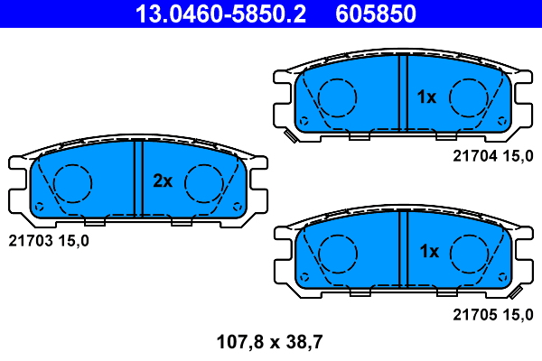 Brake Pad Set, disc brake - 13.0460-5850.2 ATE