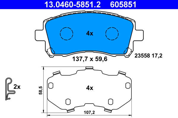 Kit pastiglie freno, Freno a disco - 13.0460-5851.2 ATE