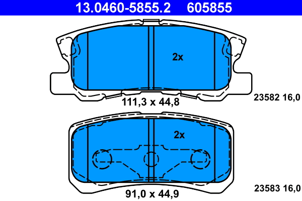 Brake Pad Set, disc brake - 13.0460-5855.2 ATE