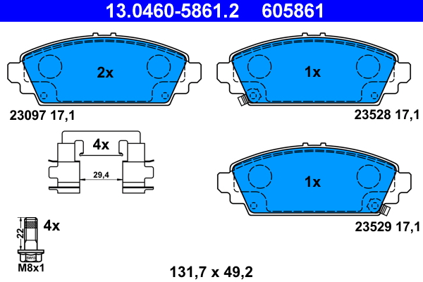 Brake Pad Set, disc brake - 13.0460-5861.2 ATE