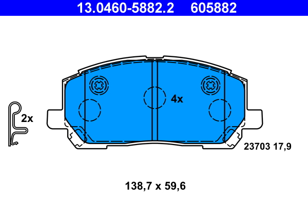 Brake Pad Set, disc brake - 13.0460-5882.2 ATE