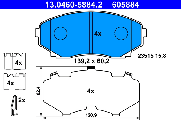 Brake Pad Set, disc brake - 13.0460-5884.2 ATE