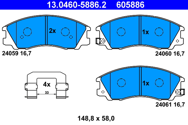 Brake Pad Set, disc brake - 13.0460-5886.2 ATE