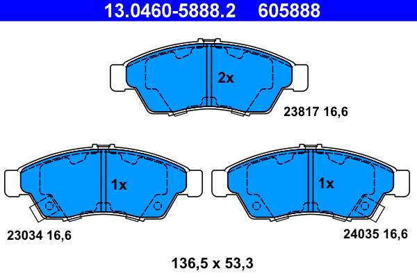 Kit pastiglie freno, Freno a disco - 13.0460-5888.2 ATE