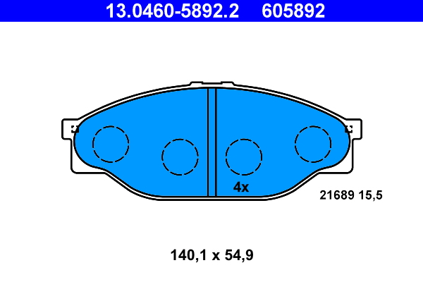Комплект тормозных колодок, дисковый тормоз - 13.0460-5892.2 ATE