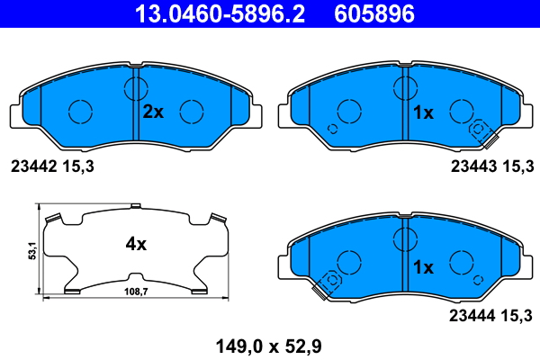 Kit pastiglie freno, Freno a disco - 13.0460-5896.2 ATE