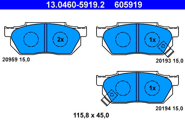 Kit pastiglie freno, Freno a disco - 13.0460-5919.2 ATE
