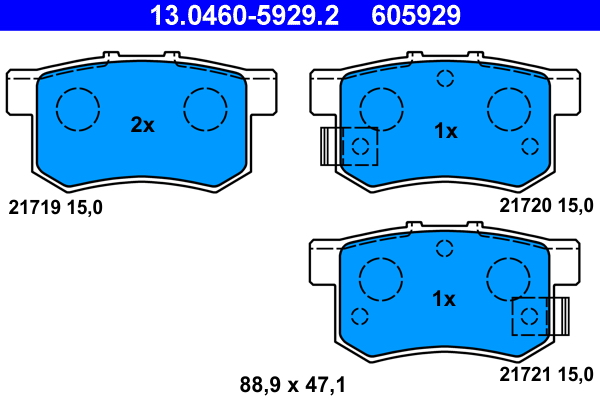 Brake Pad Set, disc brake - 13.0460-5929.2 ATE