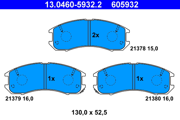 Brake Pad Set, disc brake - 13.0460-5932.2 ATE