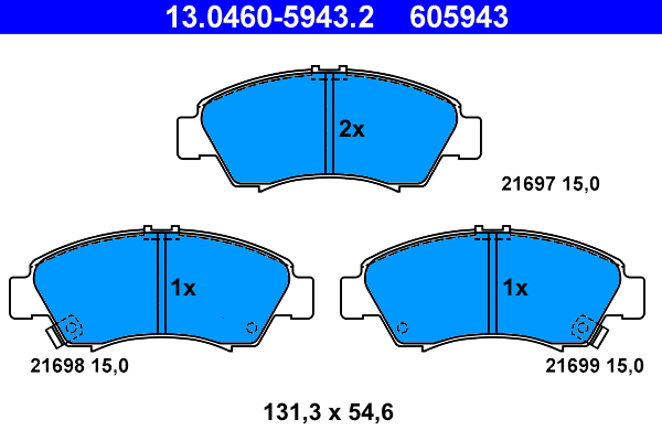 Brake Pad Set, disc brake - 13.0460-5943.2 ATE