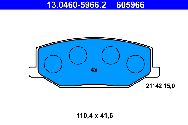 Brake Pad Set, disc brake - 13.0460-5966.2 ATE