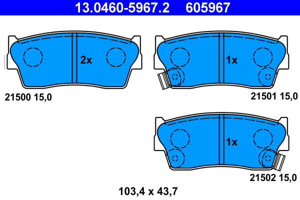Brake Pad Set, disc brake - 13.0460-5967.2 ATE