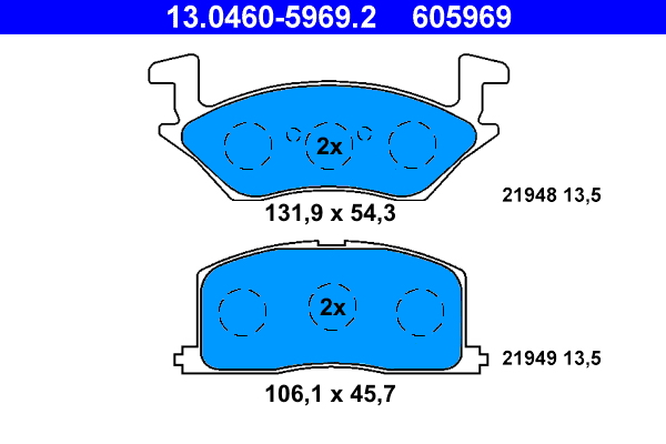 Kit pastiglie freno, Freno a disco - 13.0460-5969.2 ATE